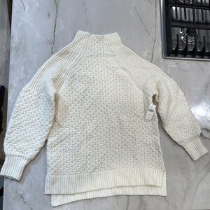 Anthropologie Cream Cowl Neck Sweater with Textured Knit
